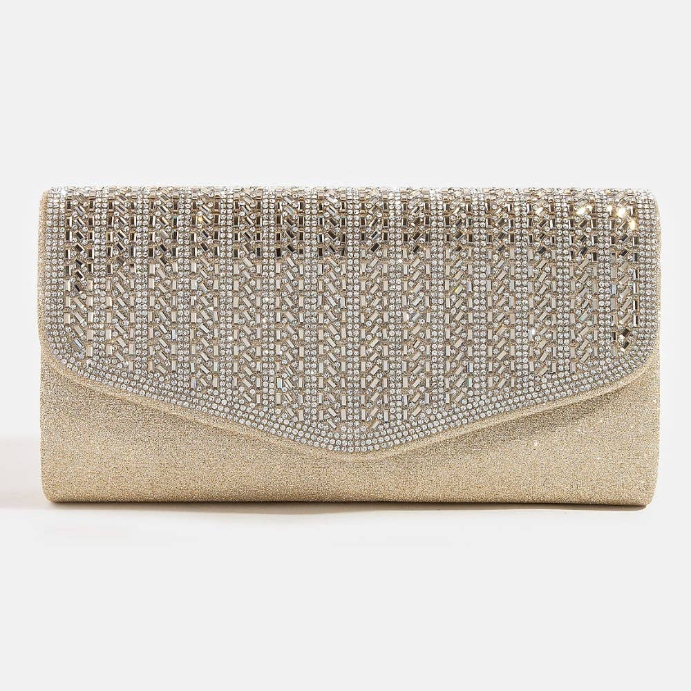 Collections by Fame Accessories - Rhinestone Studded Detail Clutch Bag