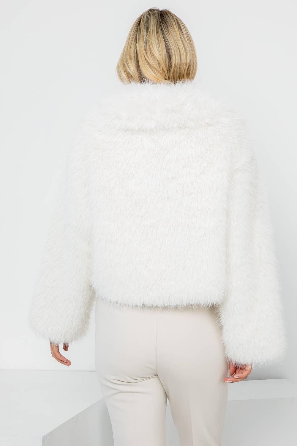 26 International - Solid Faux Fur Crop Jacket