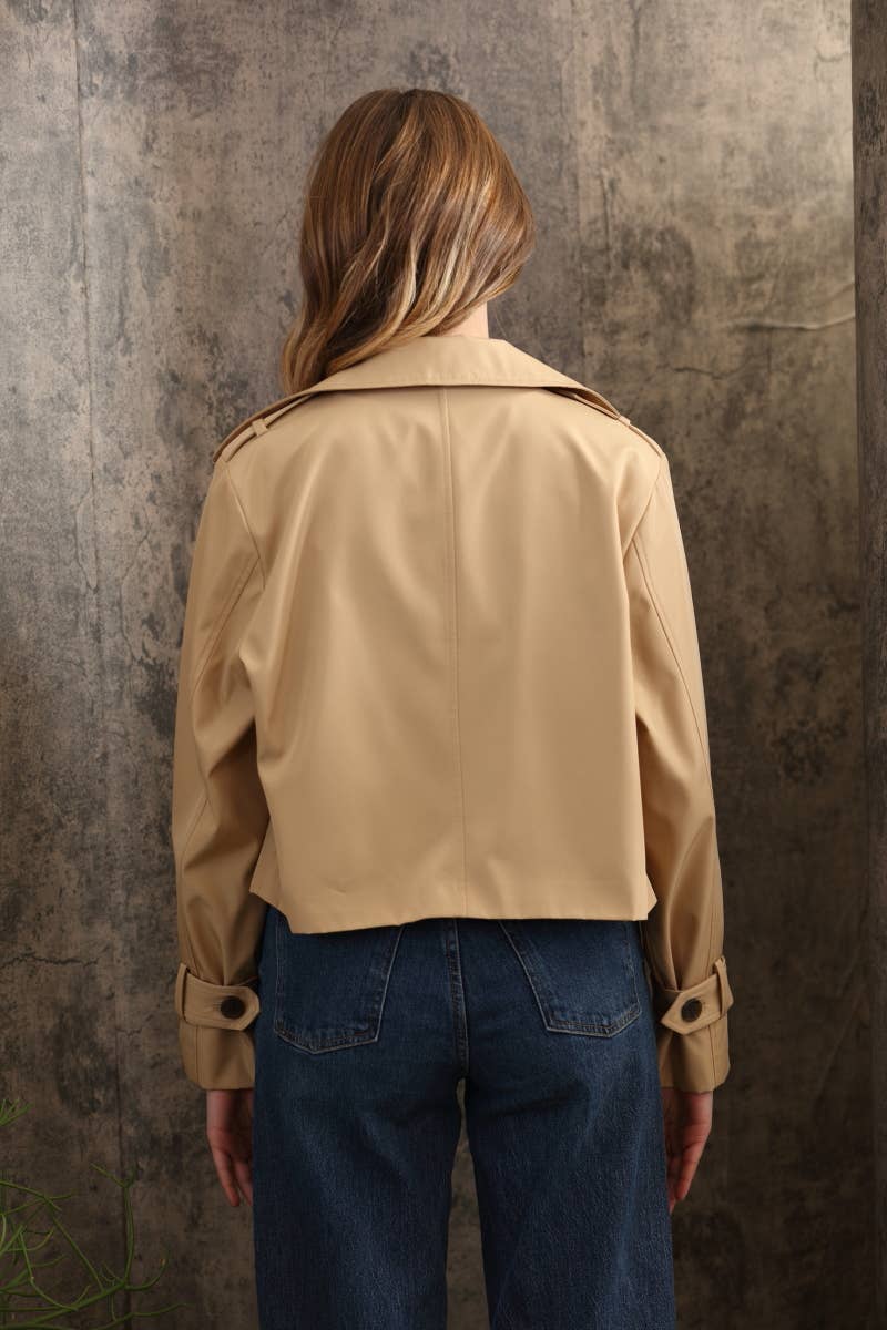 26 International - Nylon Like Crop Trench Jacket