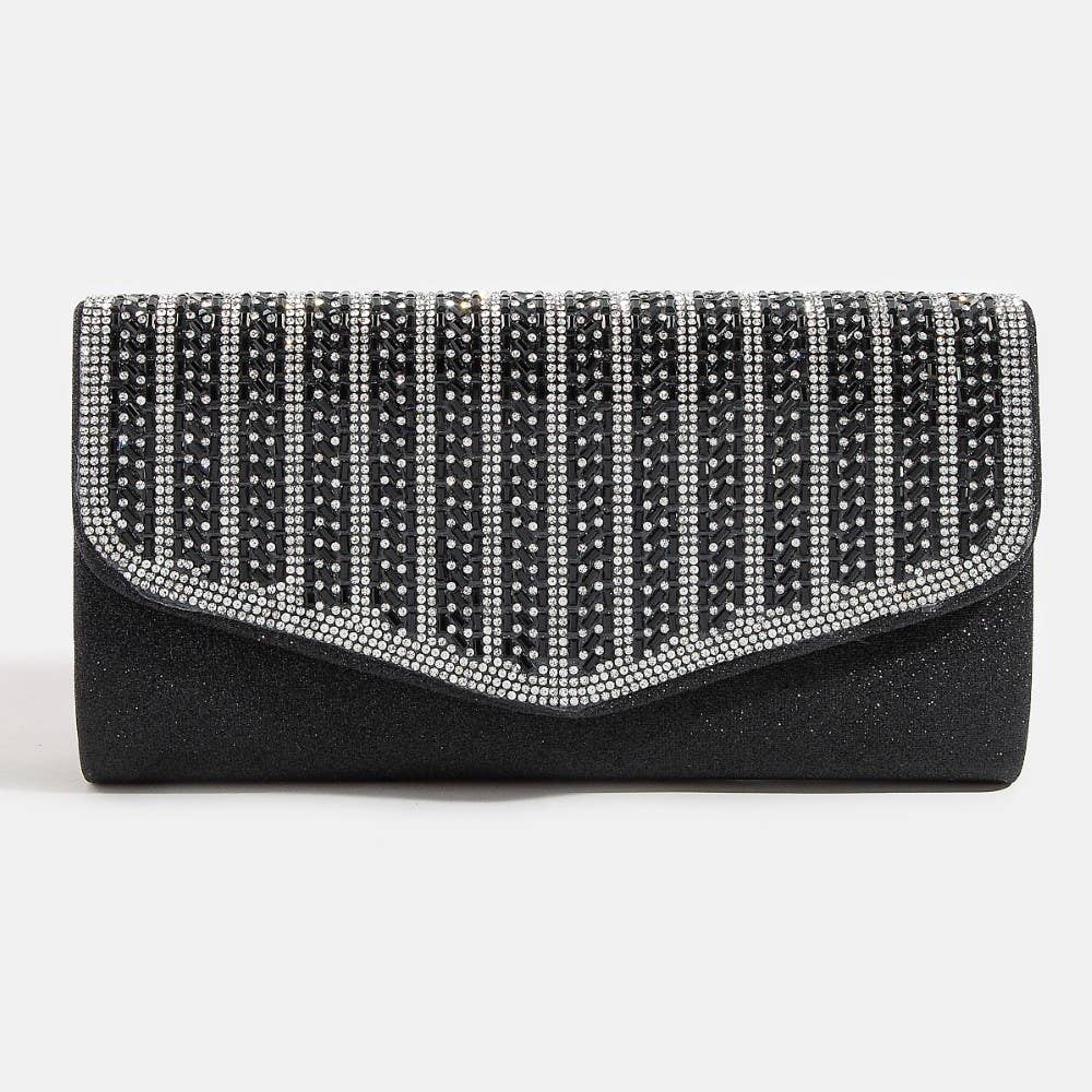 Collections by Fame Accessories - Rhinestone Studded Detail Clutch Bag