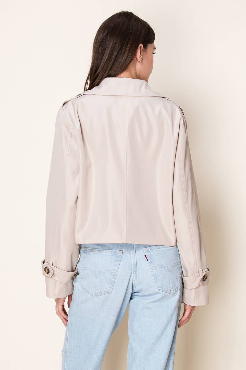 26 International - Nylon Like Crop Trench Jacket