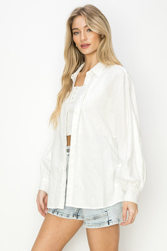 Claire Balloon Sleeve Linen Shirts