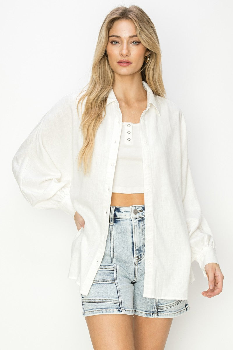 Claire Balloon Sleeve Linen Shirts