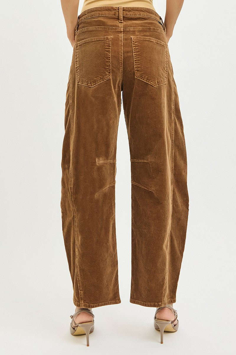 Slouchy Ankle Barrel Corduroy Pants