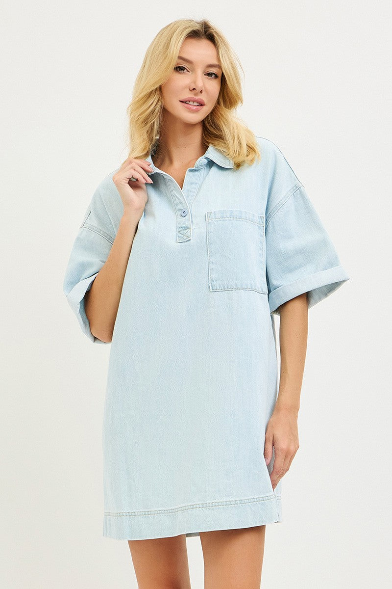 Short Sleeve Shirt Dress Large