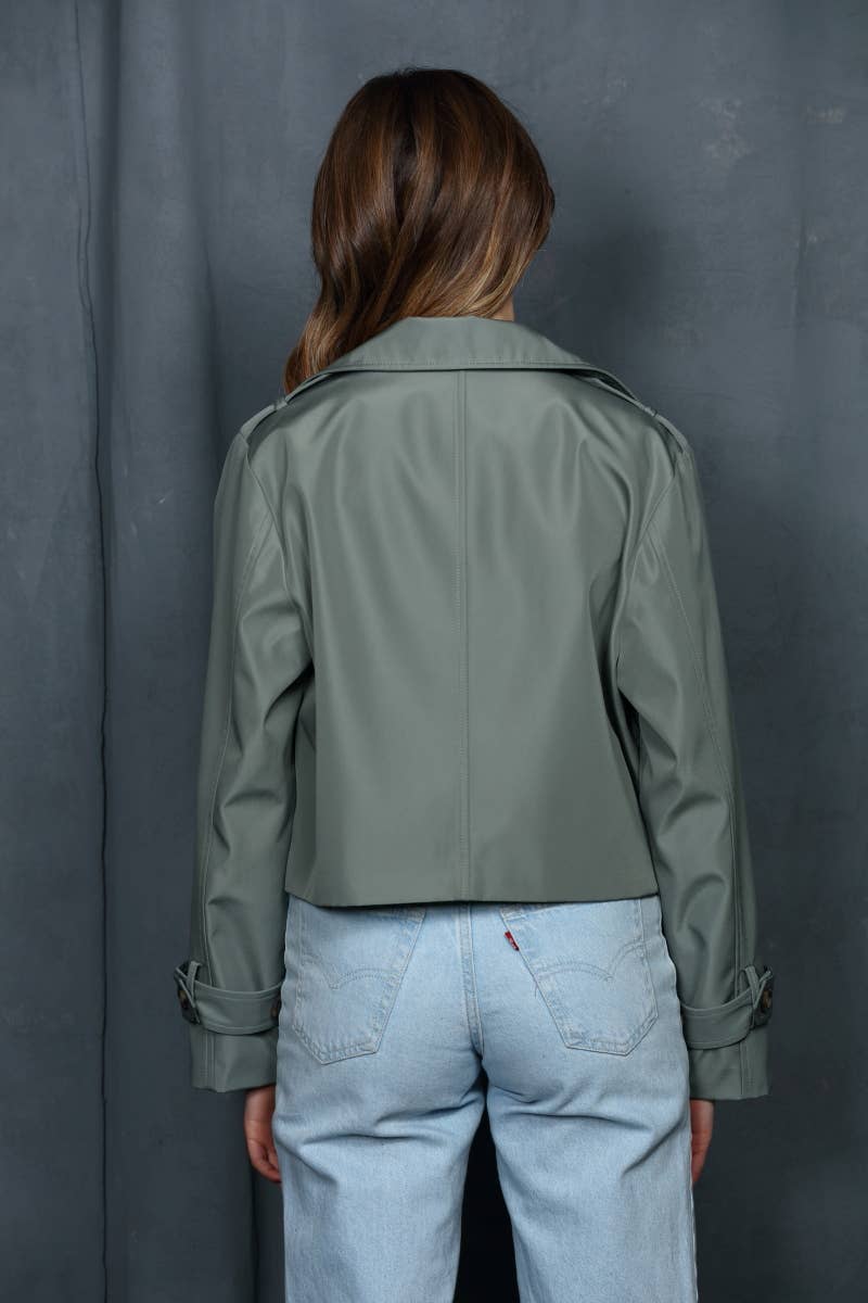 26 International - Nylon Like Crop Trench Jacket