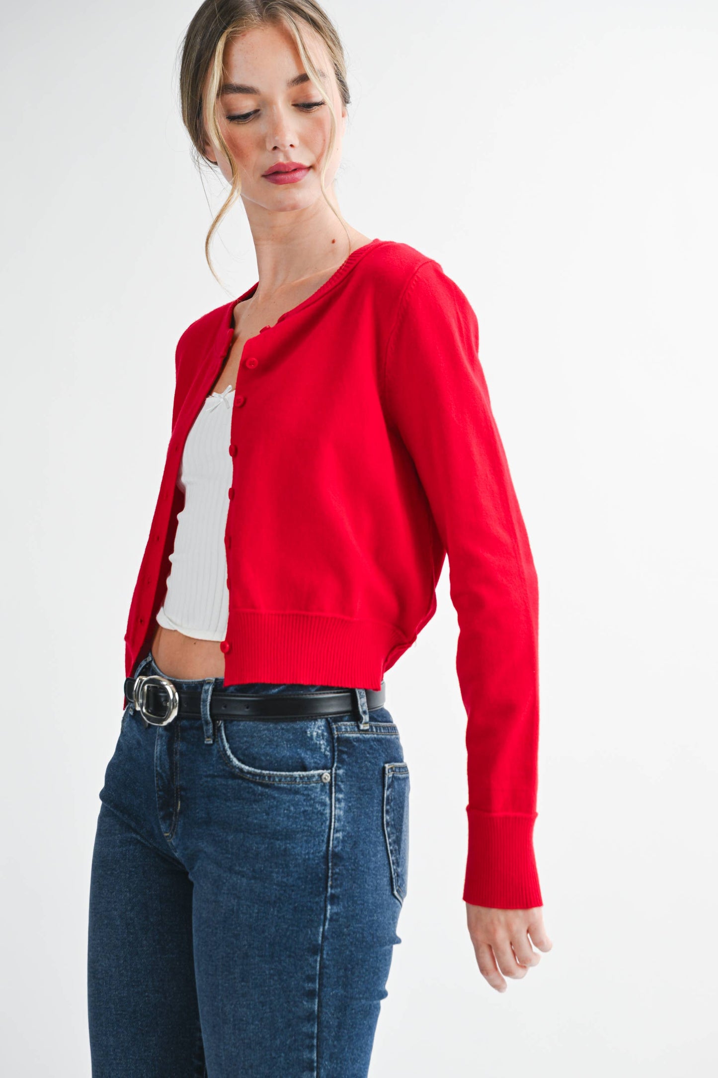 AEMI + CO - 5176GN Ribbed Button-Up Knit Cardigan