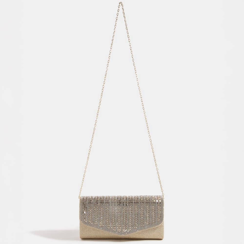 Collections by Fame Accessories - Rhinestone Studded Detail Clutch Bag