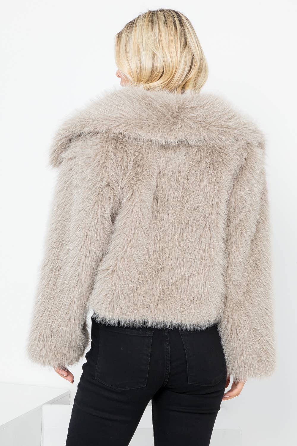 26 International - Solid Faux Fur Crop Jacket