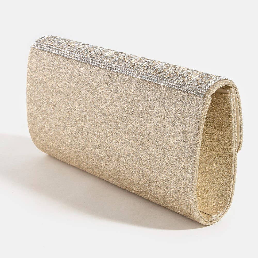 Collections by Fame Accessories - Rhinestone Studded Detail Clutch Bag
