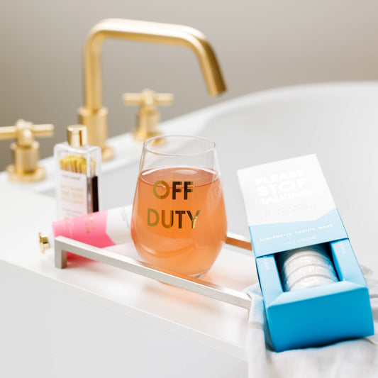 Chez Gagné - Off Duty - Gold Foil Wine Glass Stemless Wine Glass