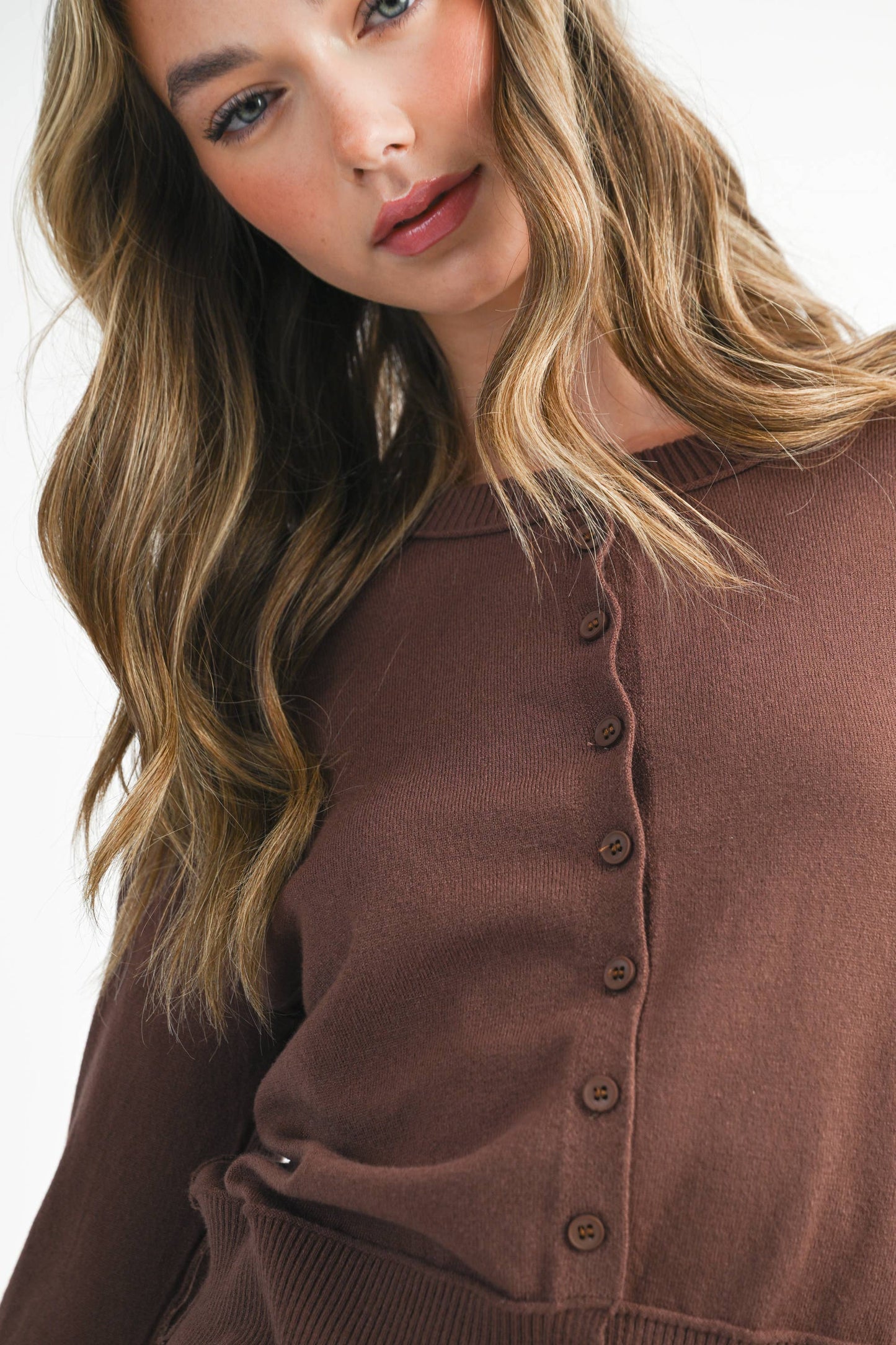 AEMI + CO - 5176GN Ribbed Button-Up Knit Cardigan
