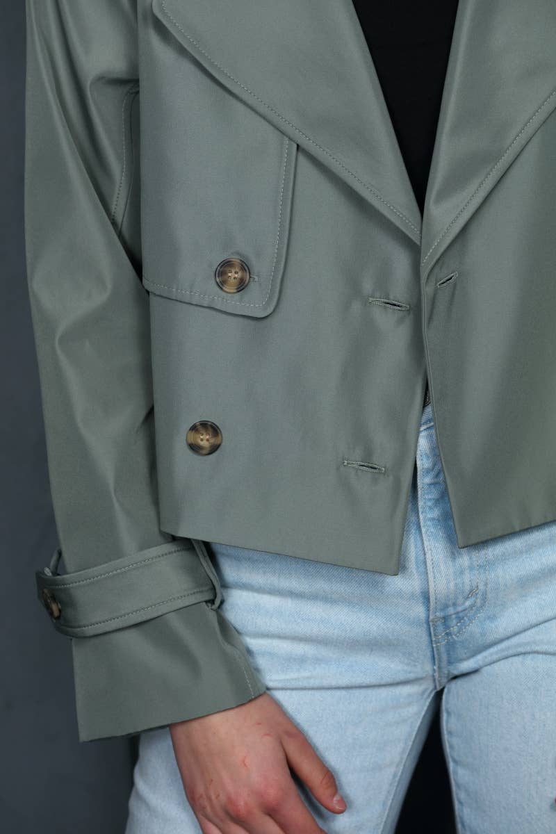 26 International - Nylon Like Crop Trench Jacket