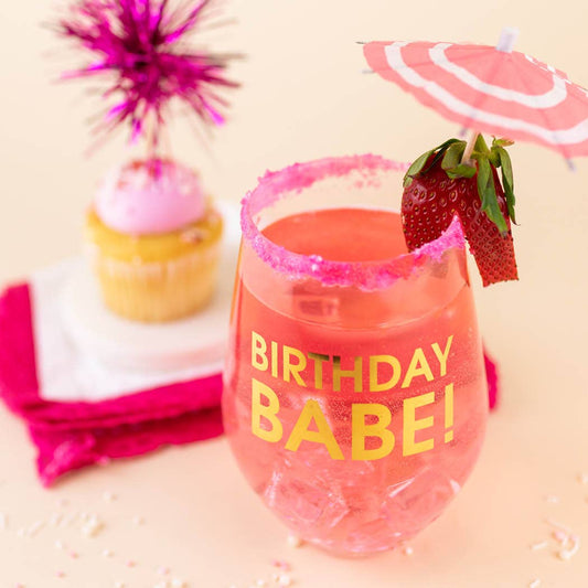 Chez Gagné - Birthday Babe - Gold Foil Stemless Wine Glass