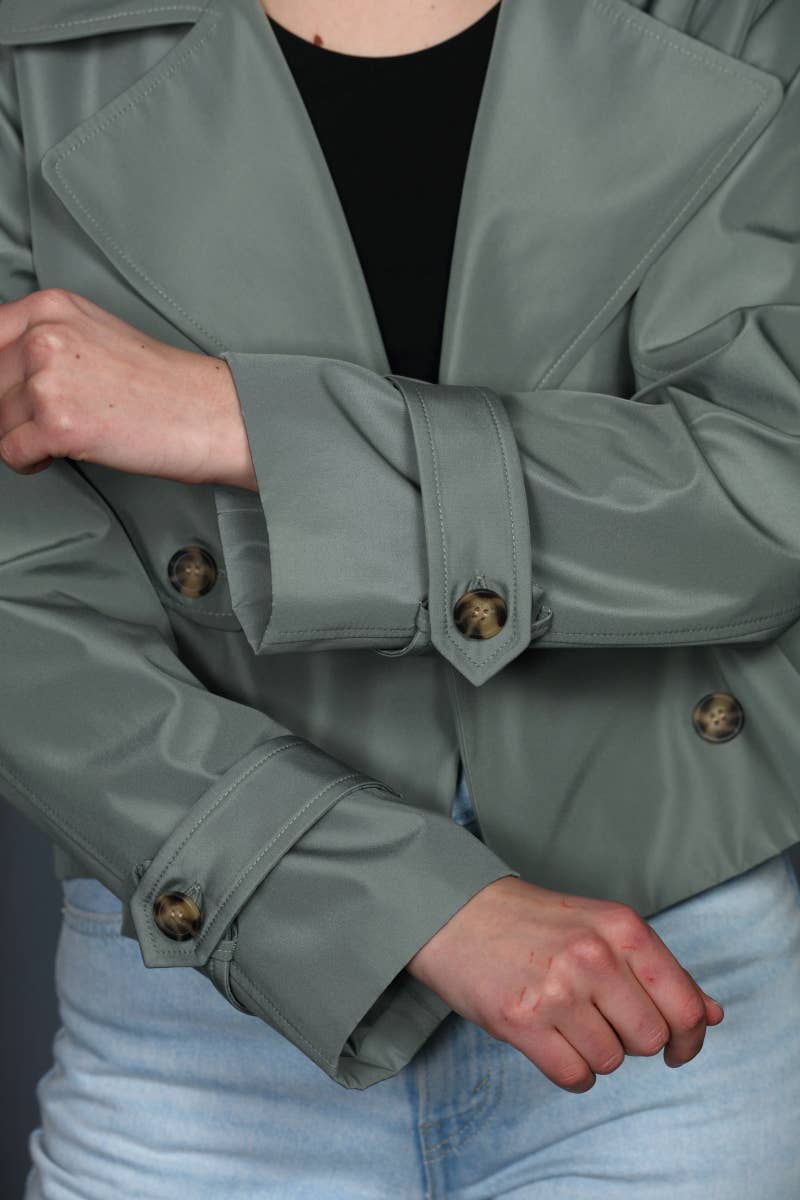 26 International - Nylon Like Crop Trench Jacket