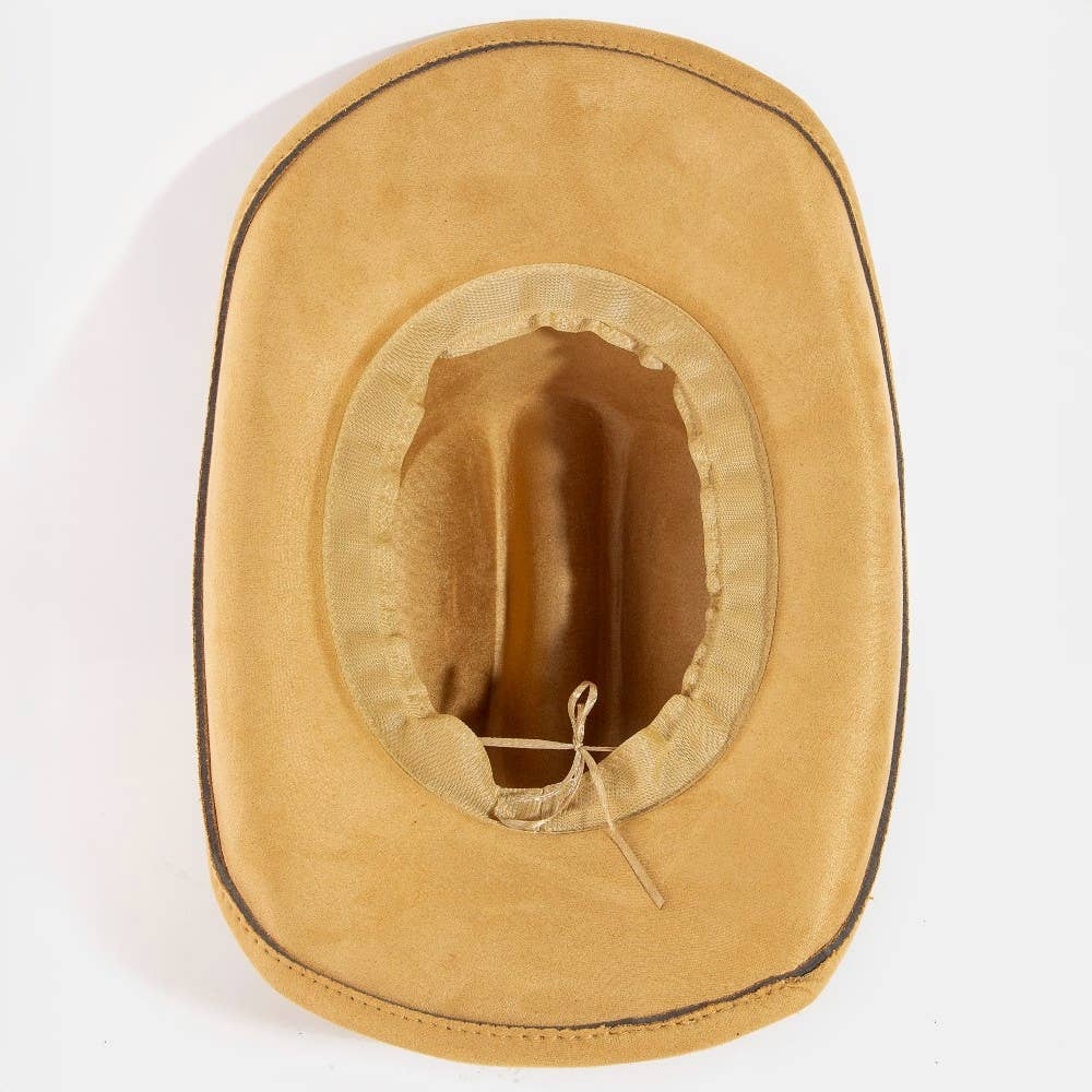 Collections by Fame Accessories - Western Braided Strap Faux Suede Cowboy Hat