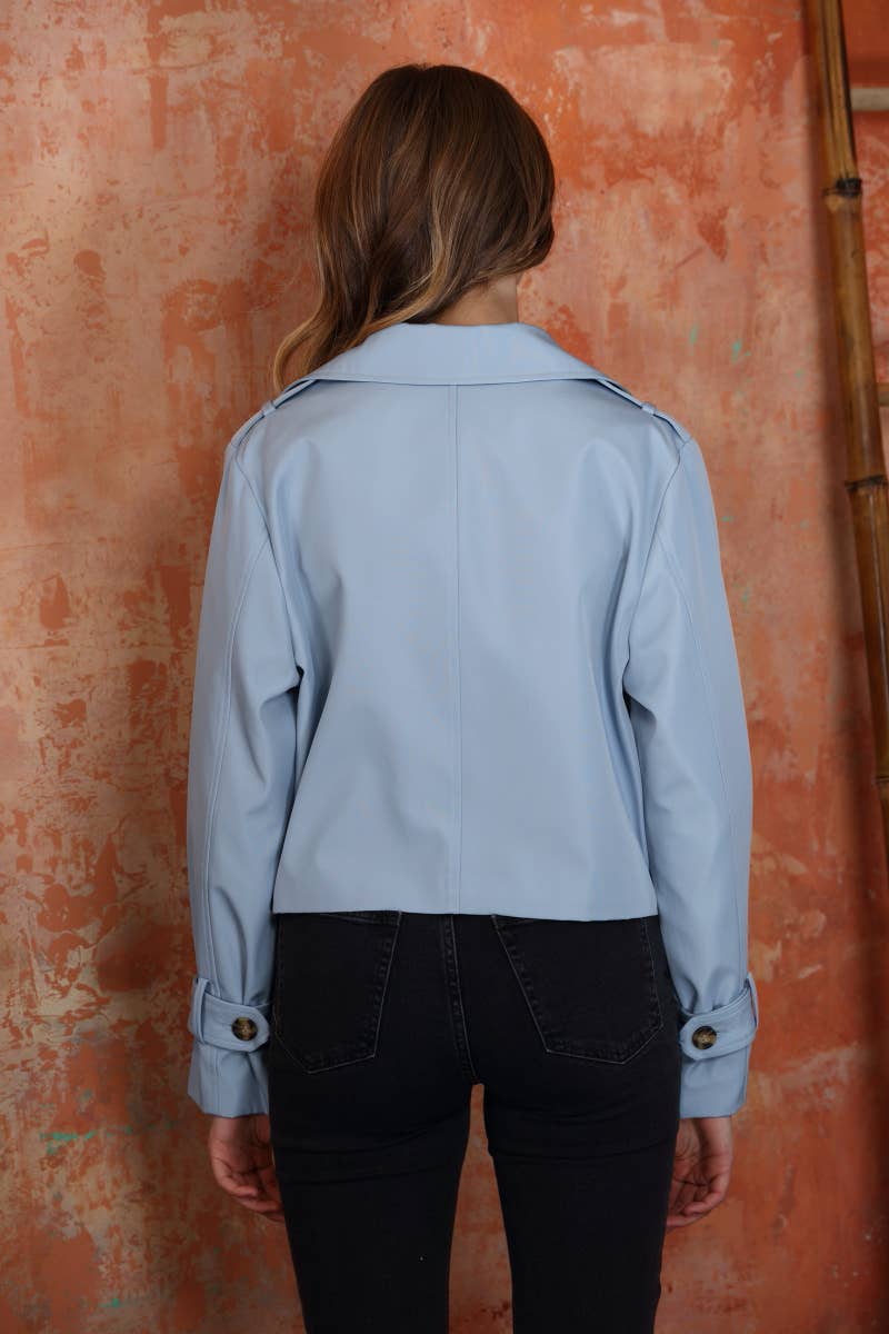 26 International - Nylon Like Crop Trench Jacket