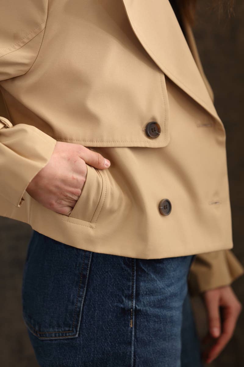 26 International - Nylon Like Crop Trench Jacket