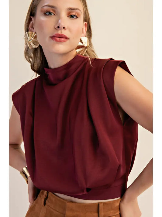 wine zipper back blouse