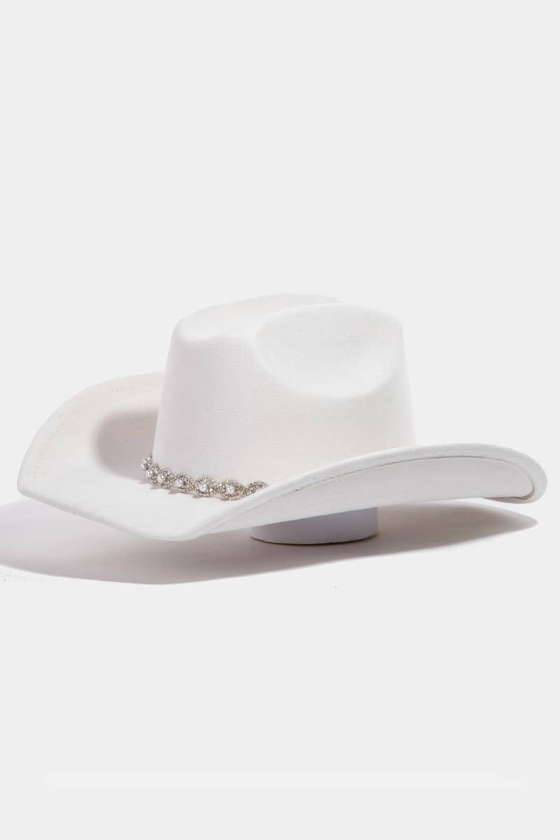 Collections by Fame Accessories - Pearl Pattern Band Western Cowboy Hat