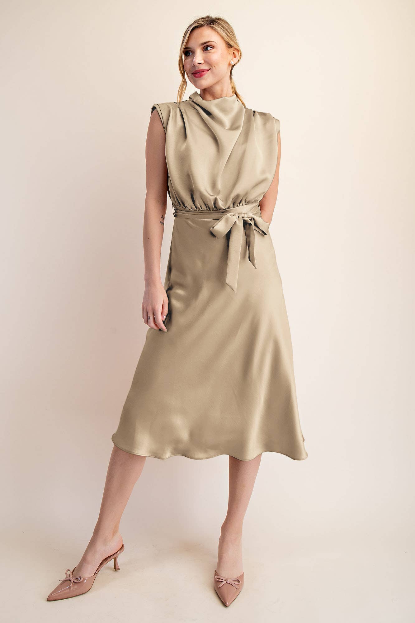 Glam - Cowl Neck Midi Dress