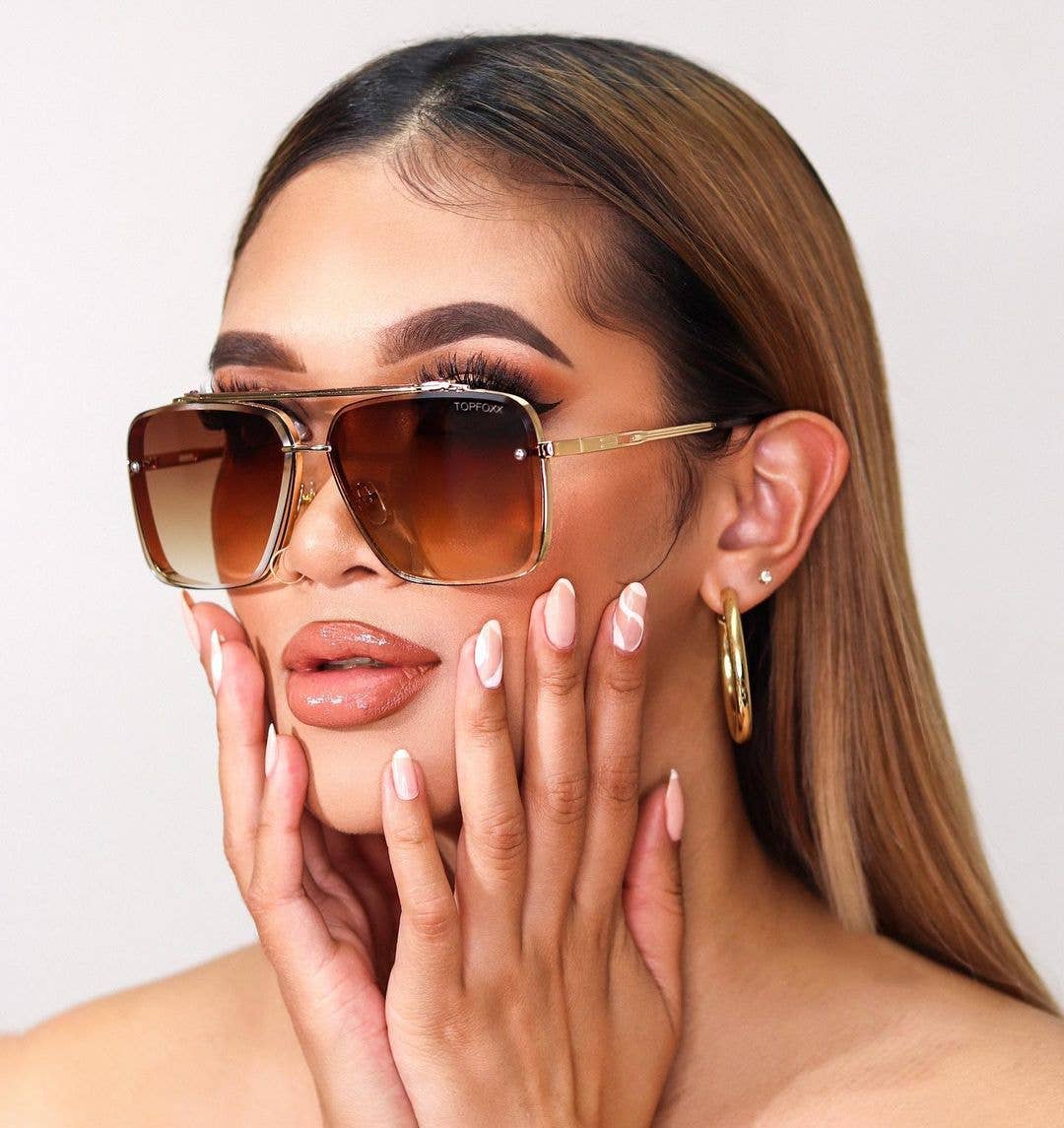 TOPFOXX - Small Bella Coffee - Tangle Free Aviator Sunglasses