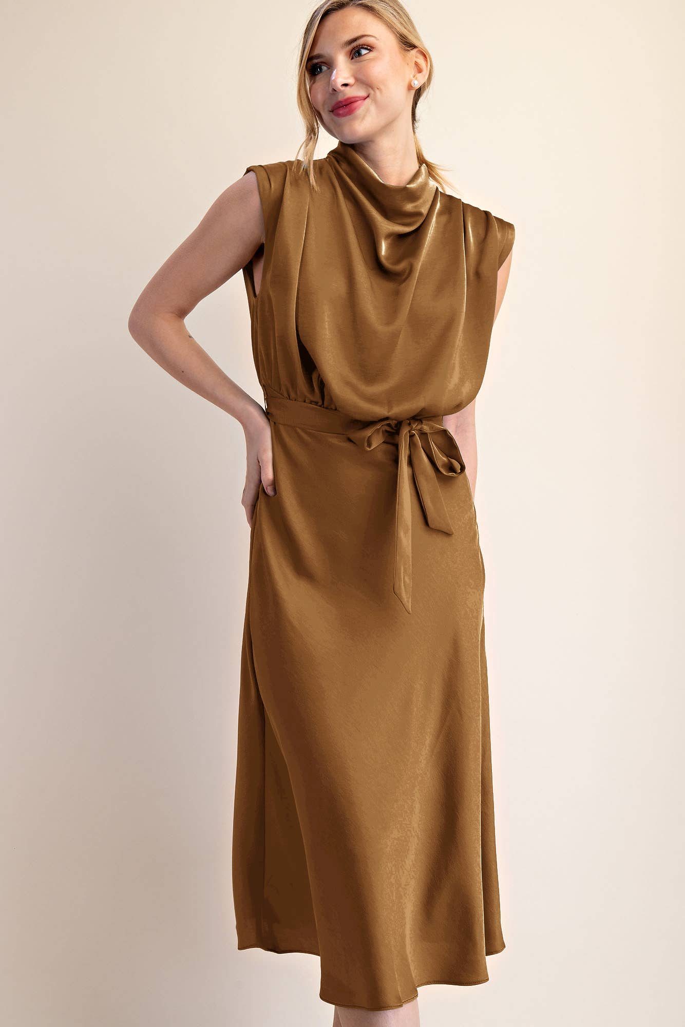 Glam - Cowl Neck Midi Dress