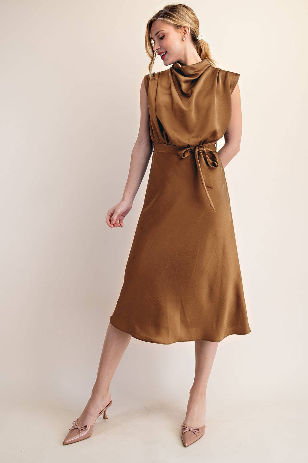 Glam - Cowl Neck Midi Dress