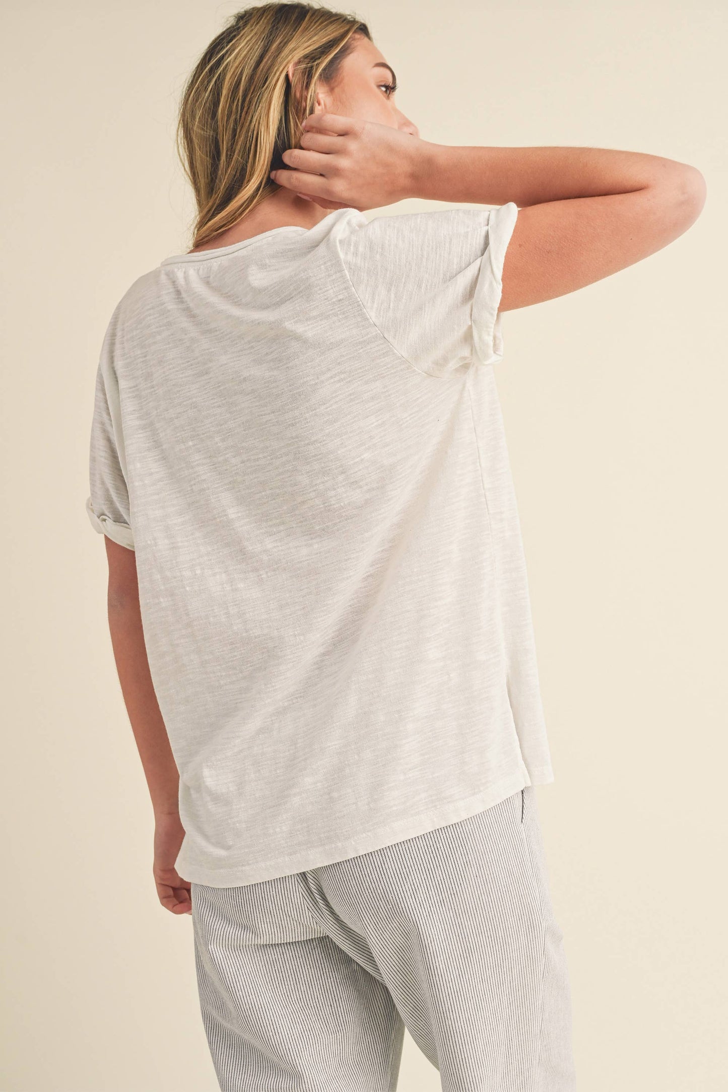 8286DK Zoie V-Neck Short Sleeve Top