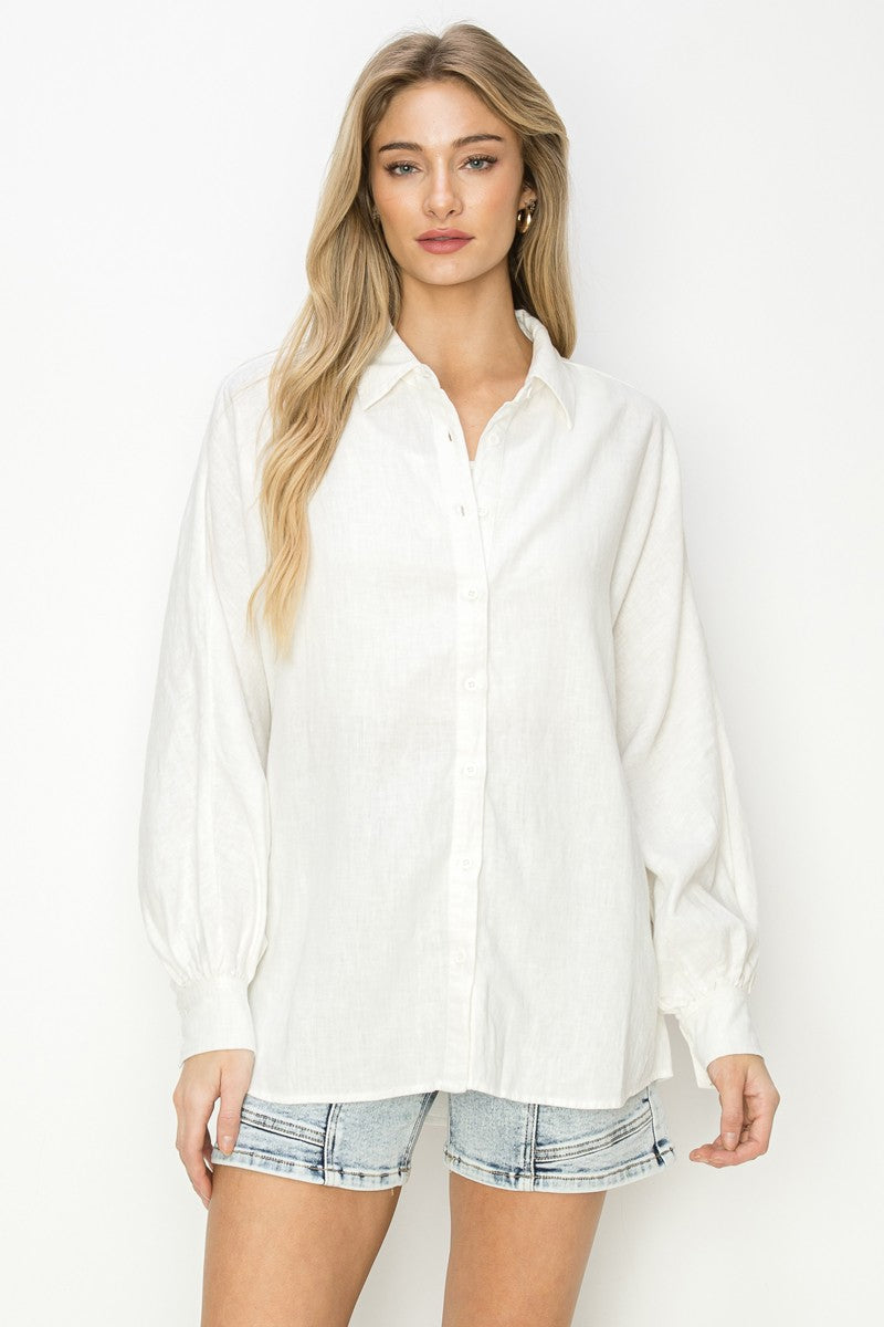 Claire Balloon Sleeve Linen Shirts