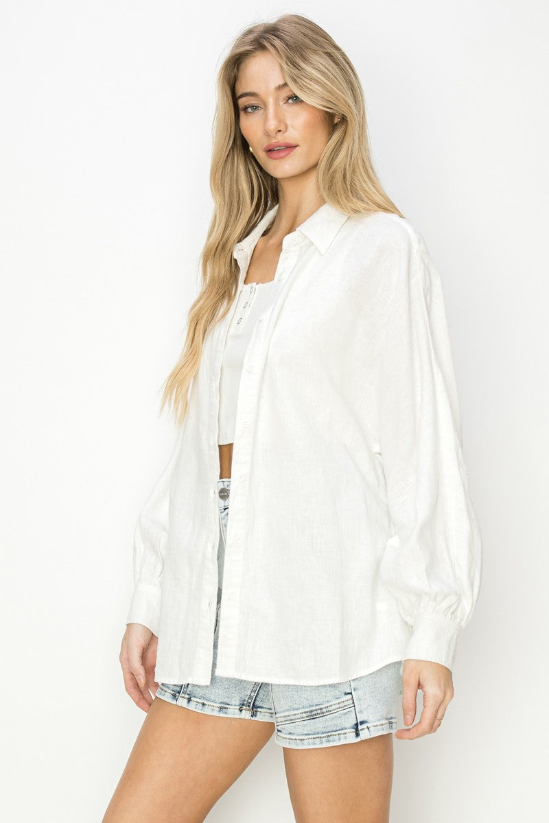Claire Balloon Sleeve Linen Shirts