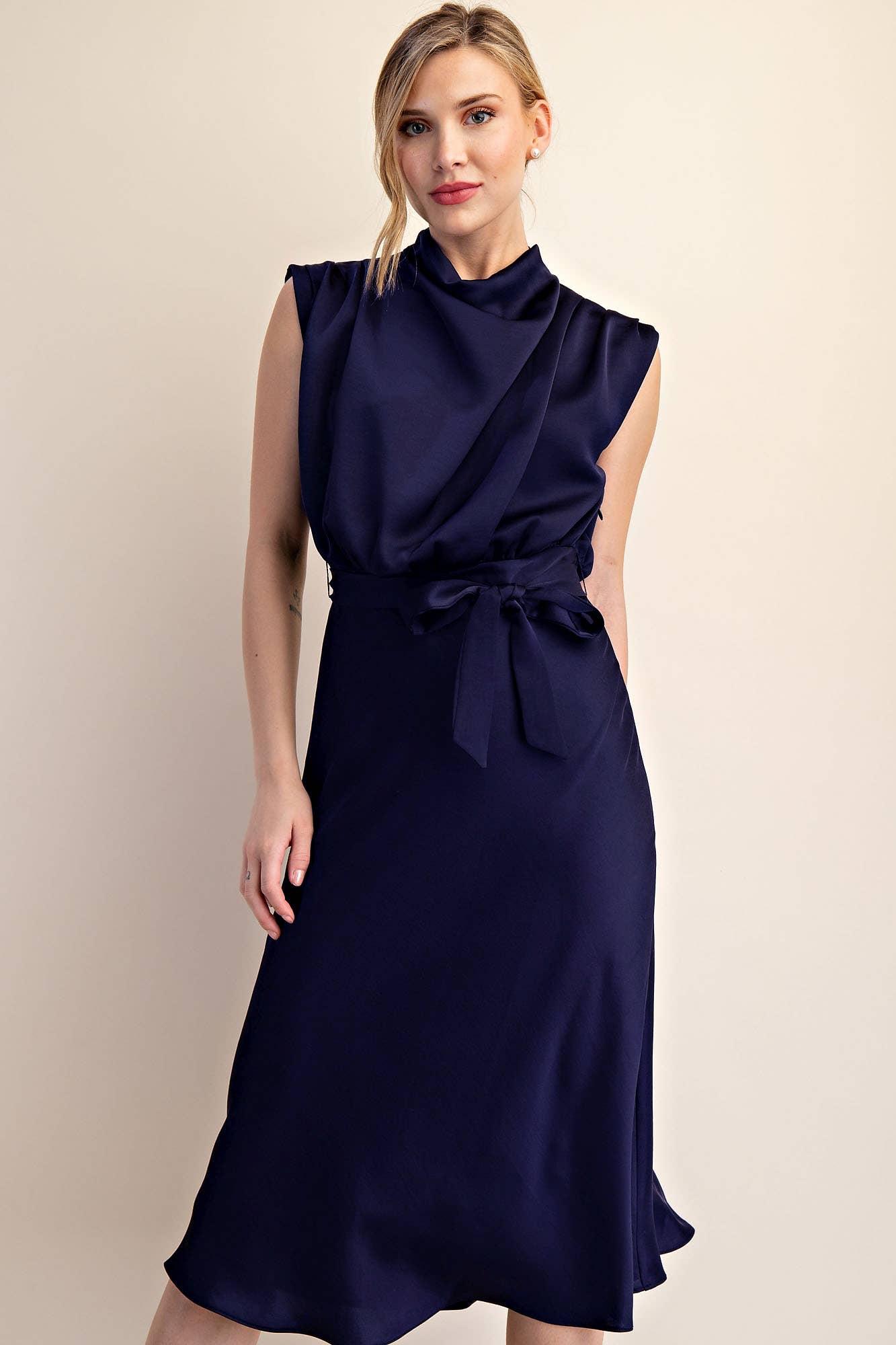 Glam - Cowl Neck Midi Dress