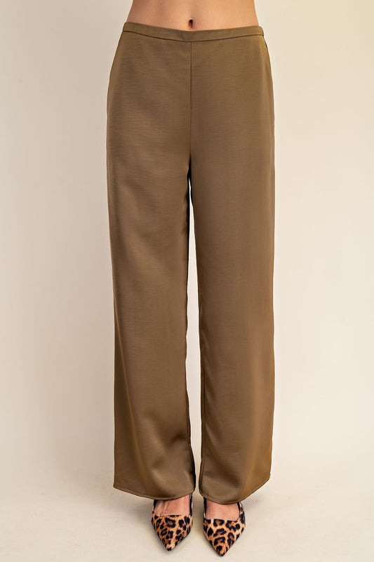 mid rise satin pants