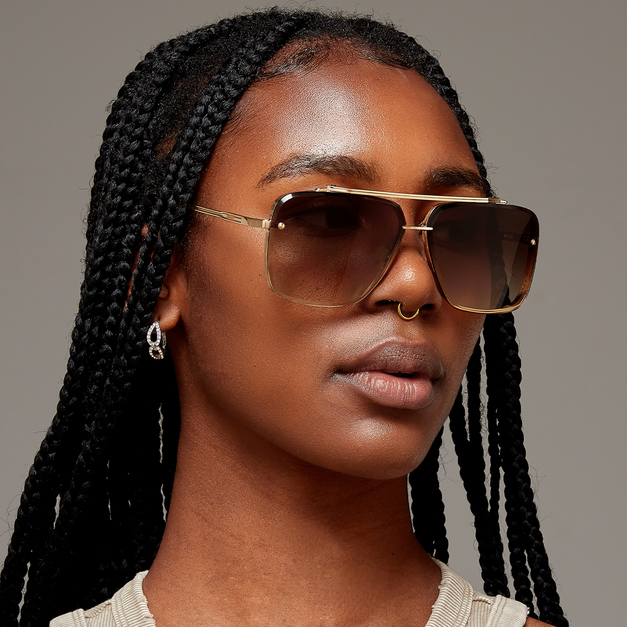 TOPFOXX - Small Bella Coffee - Tangle Free Aviator Sunglasses