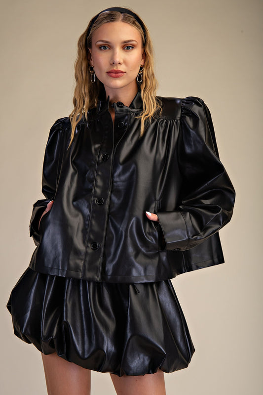 faux leather oversized jacket