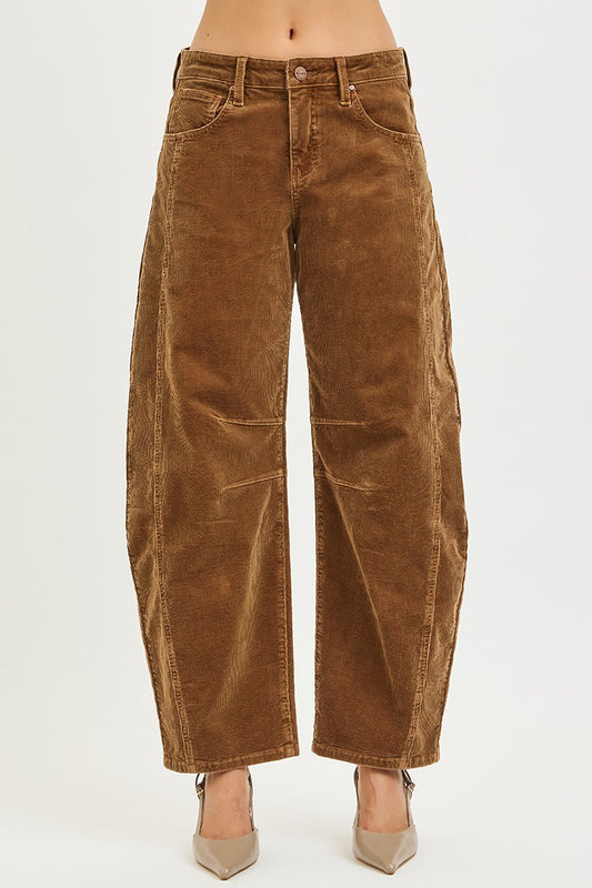 Slouchy Ankle Barrel Corduroy Pants