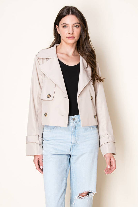 26 International - Nylon Like Crop Trench Jacket