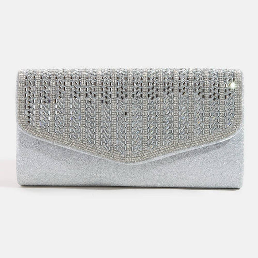 Collections by Fame Accessories - Rhinestone Studded Detail Clutch Bag