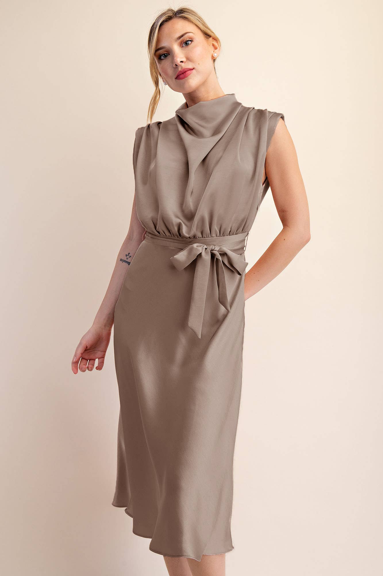 Glam - Cowl Neck Midi Dress