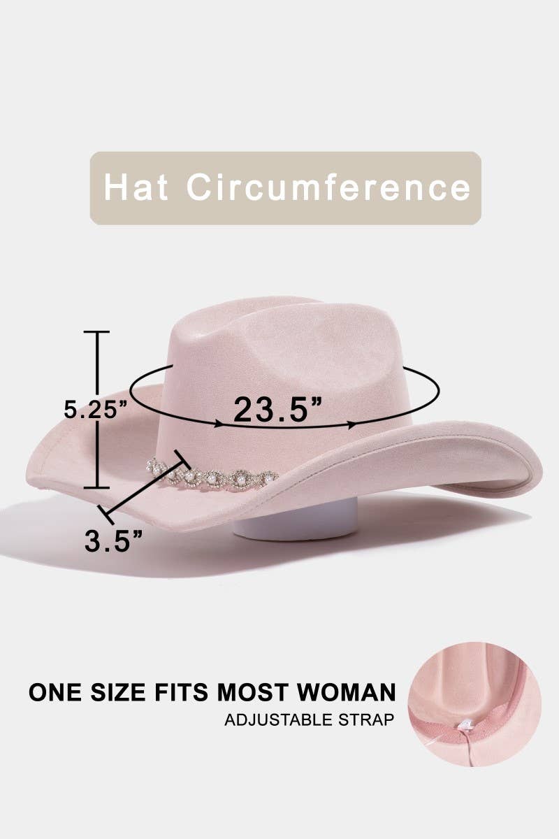 Collections by Fame Accessories - Pearl Pattern Band Western Cowboy Hat