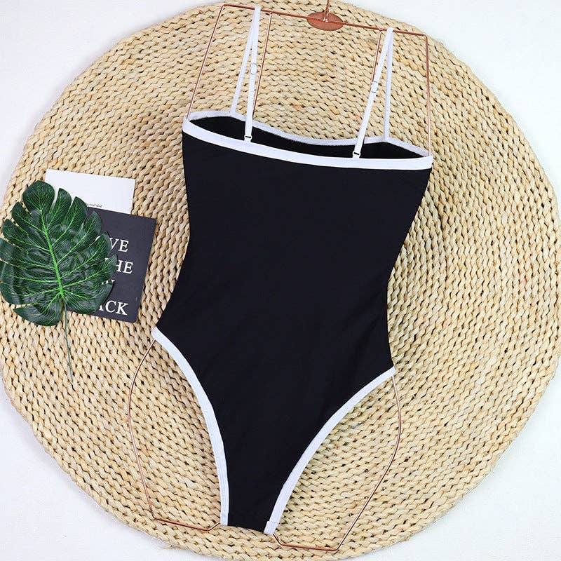 Dipped Shop - Simple Color Block Sexy One Piece Swimwear DPSW1114