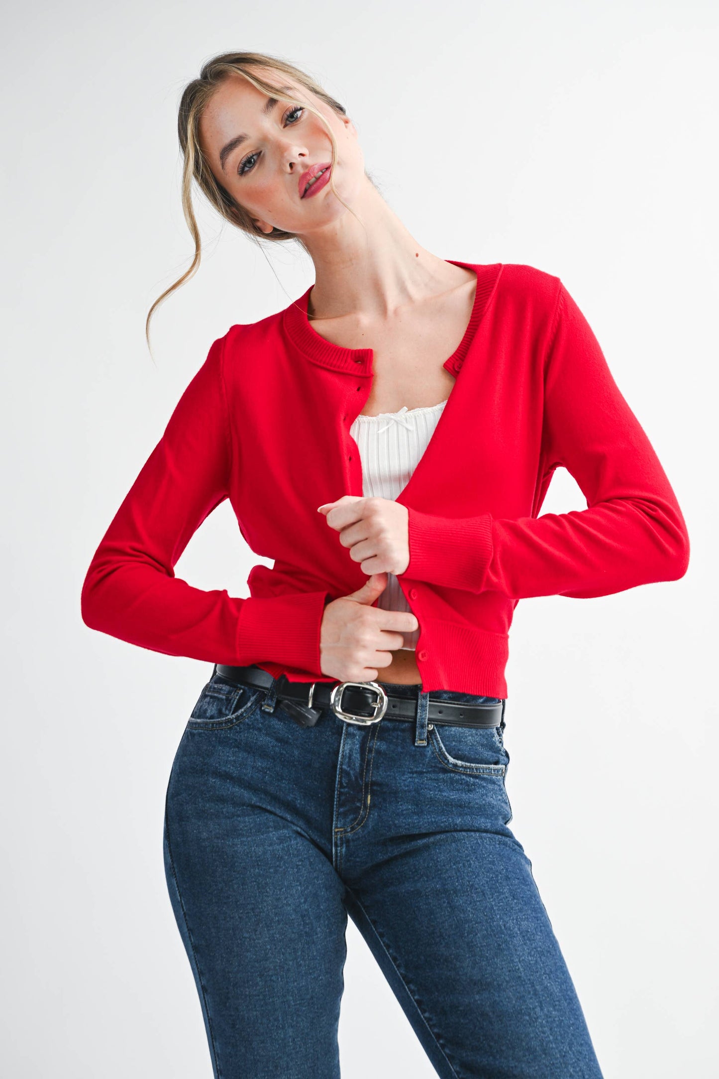 AEMI + CO - 5176GN Ribbed Button-Up Knit Cardigan