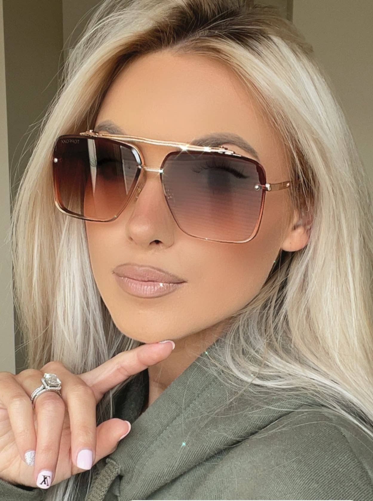 TOPFOXX - Small Bella Coffee - Tangle Free Aviator Sunglasses