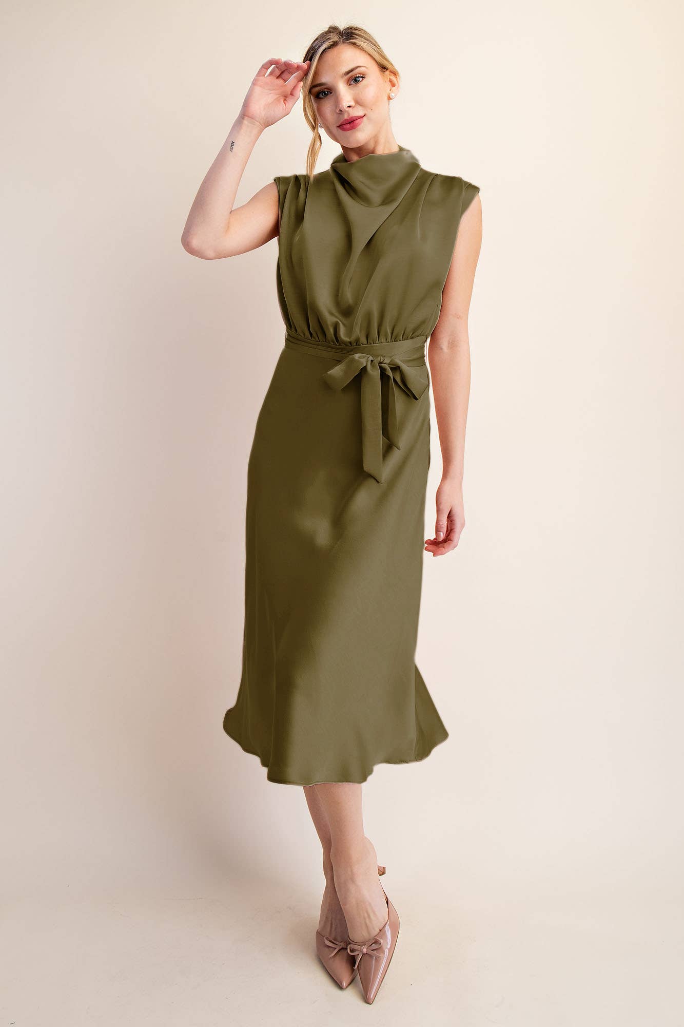 Glam - Cowl Neck Midi Dress