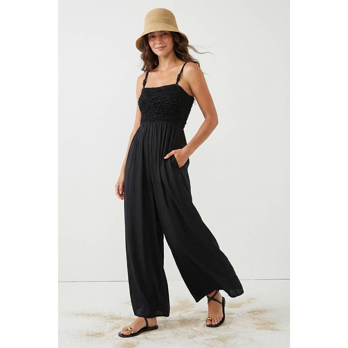 Naked Zebra - Cord Detail Smocking Jumpsuit