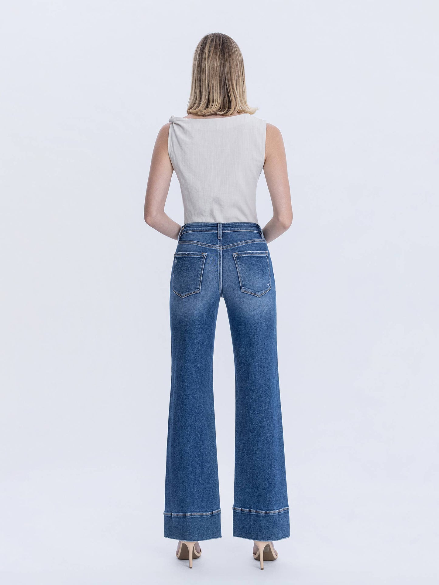 Lovervet by VERVET - HIGH RISE TROUSER HEM VINTAGE FLARE JEANS LV1849