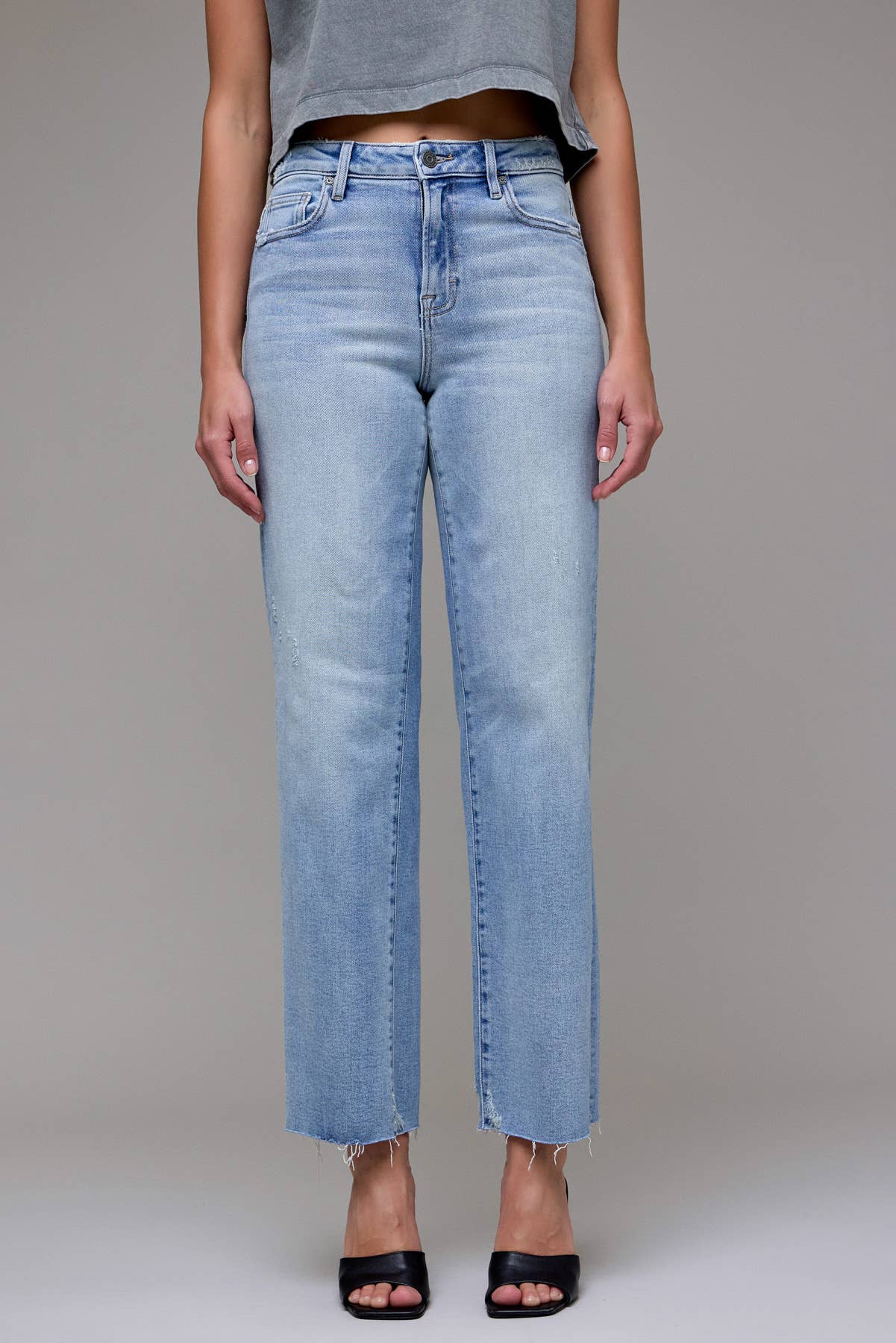 Hidden Jeans - Light Wash Stretch Raw Hem Classic Straight