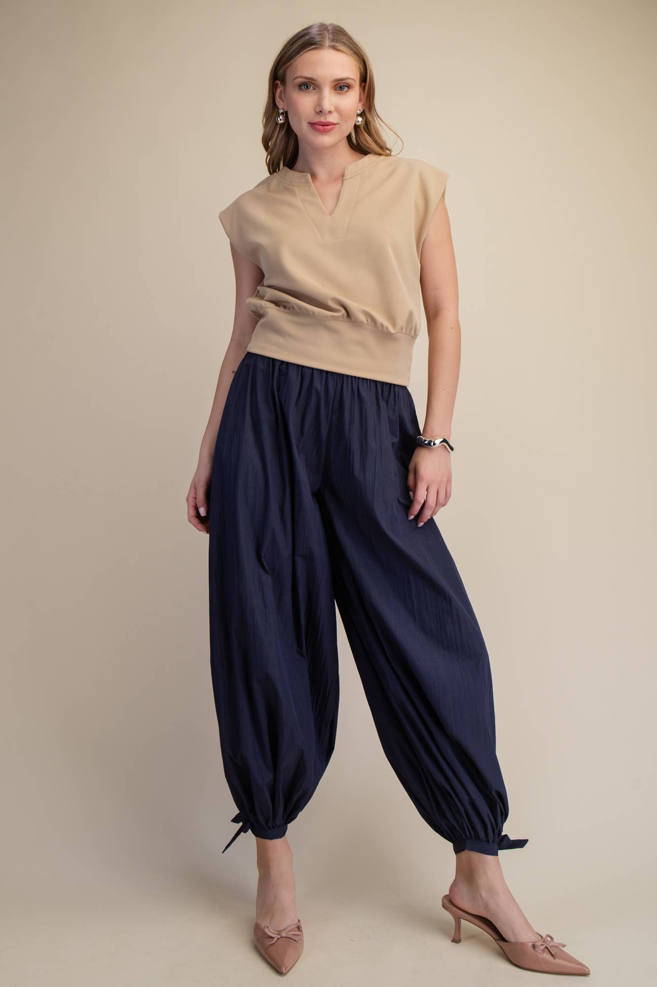 Glam - Flowy Balloon Ankle Tie Everyday Pants