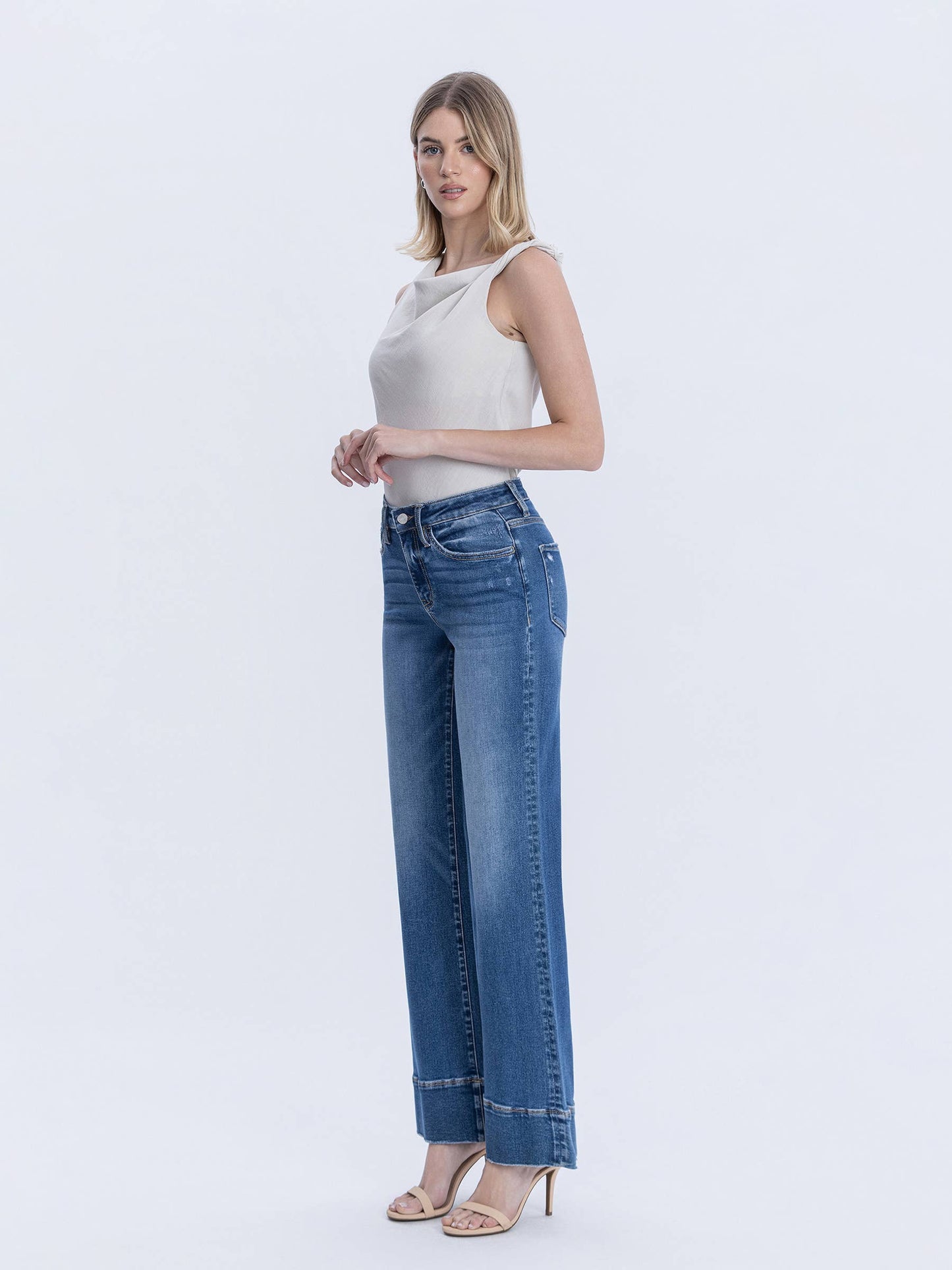 Lovervet by VERVET - HIGH RISE TROUSER HEM VINTAGE FLARE JEANS LV1849