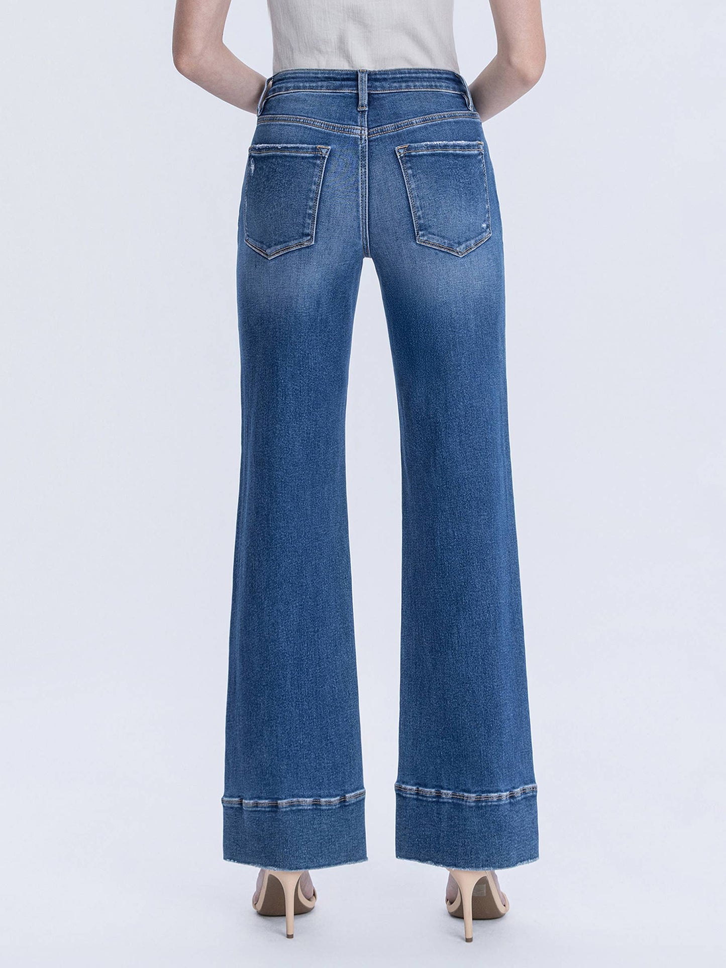 Lovervet by VERVET - HIGH RISE TROUSER HEM VINTAGE FLARE JEANS LV1849